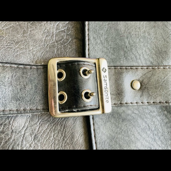 Samsonite Vintage Gray Soft Leather Luggage - Retro Suitcase 22” X 8” X 12” - Picture 3 of 8